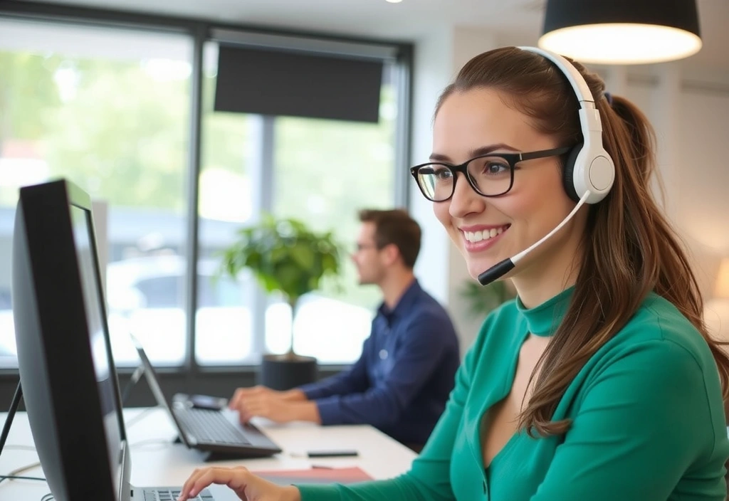 Customer service representative assisting a client